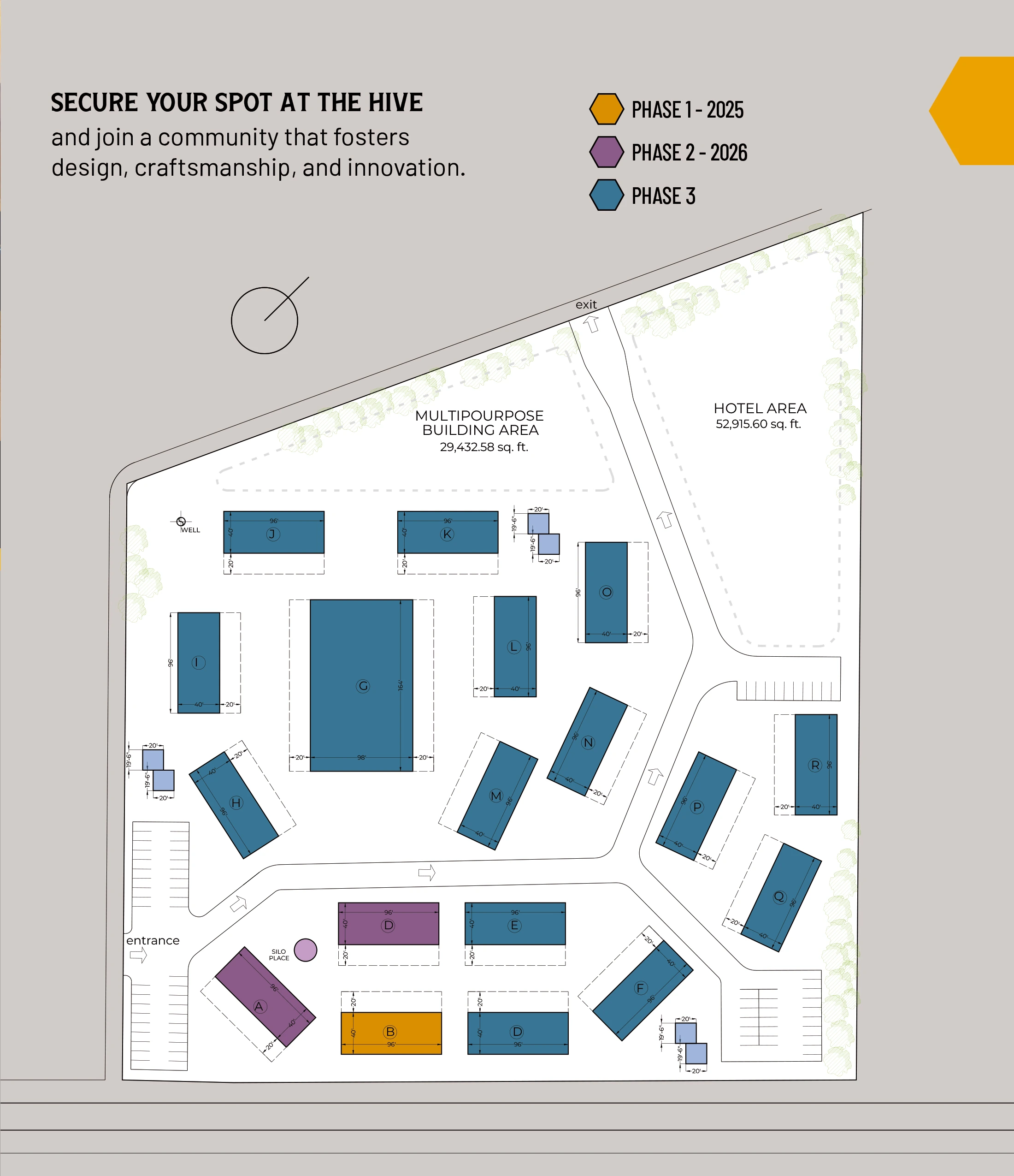 The Hive site plan showing development phases