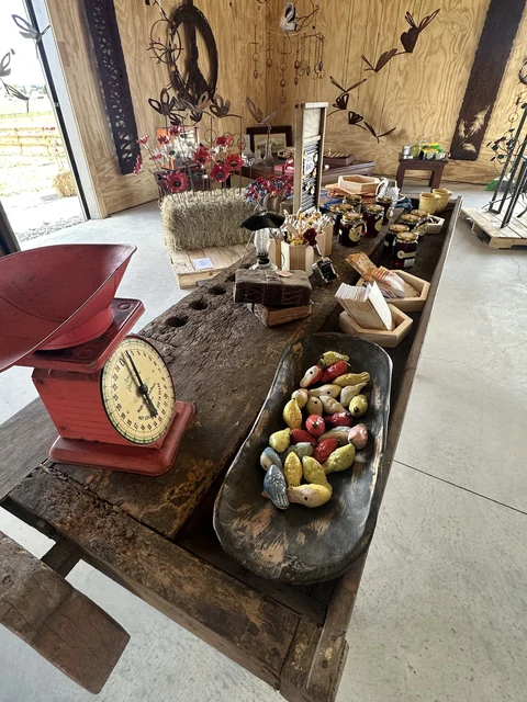 Vintage objects and artisan pieces arranged inside The Hive