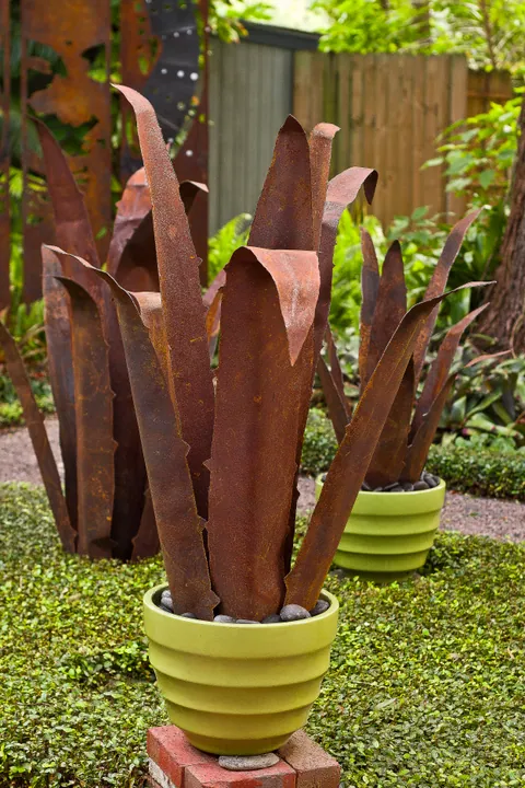 Metal agave sculptures
