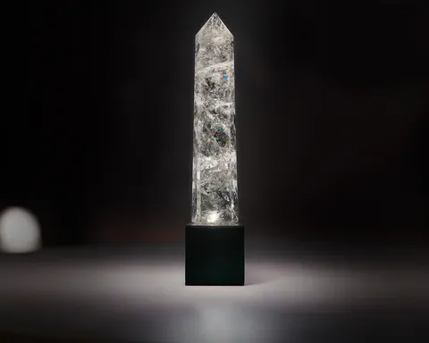 Crystal obelisk lamp