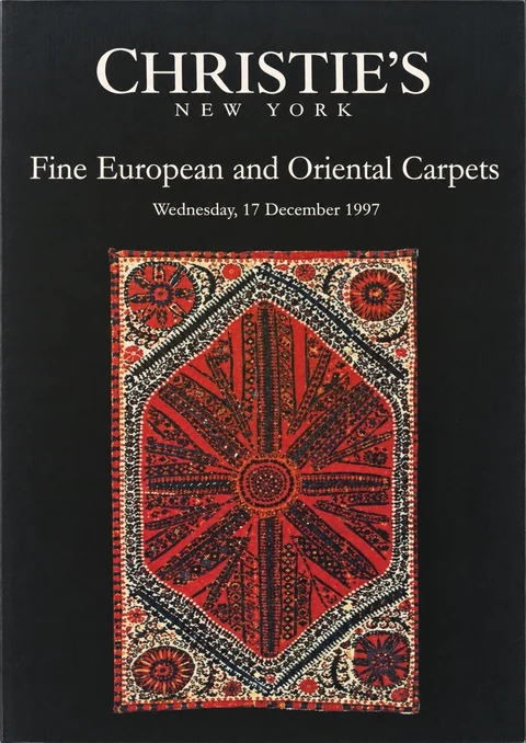December 1997 Christie’s New York auction catalog featuring an antique rug from the founder’s collection