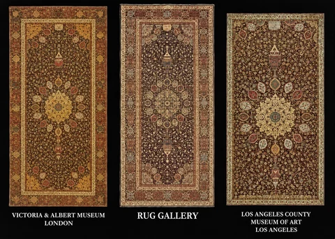 Archival comparison of carpets at the Victoria and Albert Museum, Rug Gallery, and LACMA